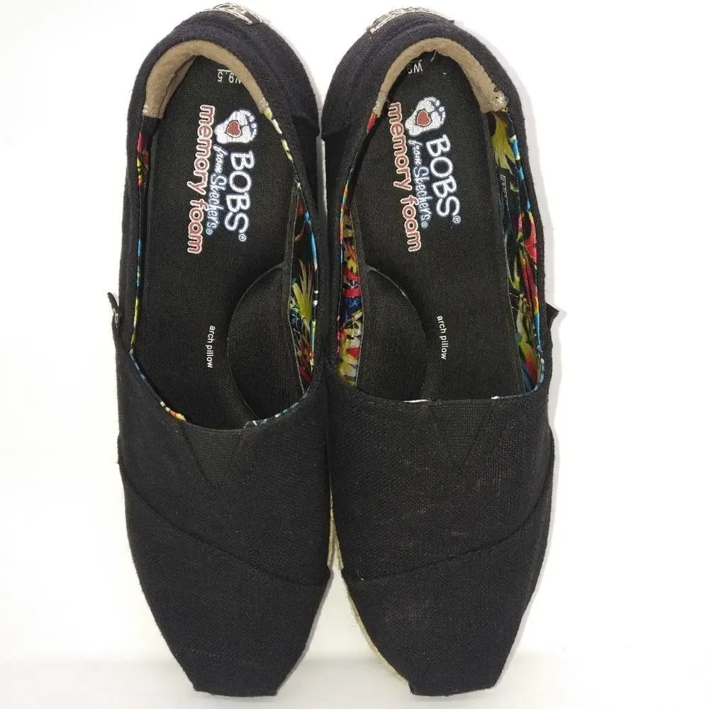 Bobs By Skechers Highlight High Jinx‎ Espadrilles Women's Size 9.5 Black, Tan